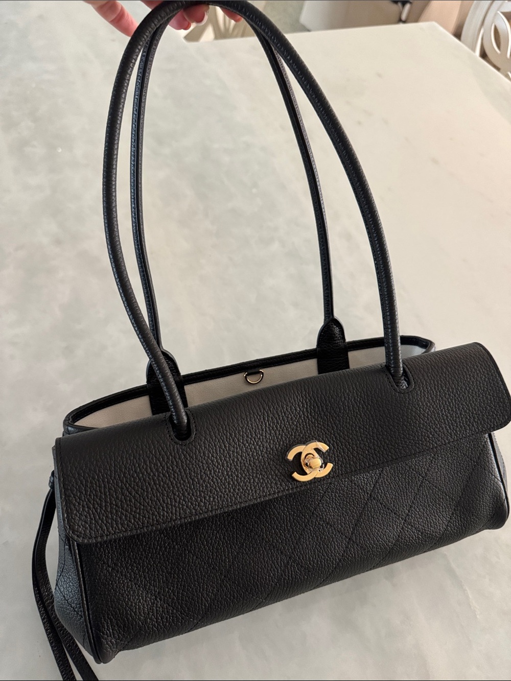 CHANEL Black Quilted Caviar Leather Small Urban Shopping Tote 2026 Gold Hardware